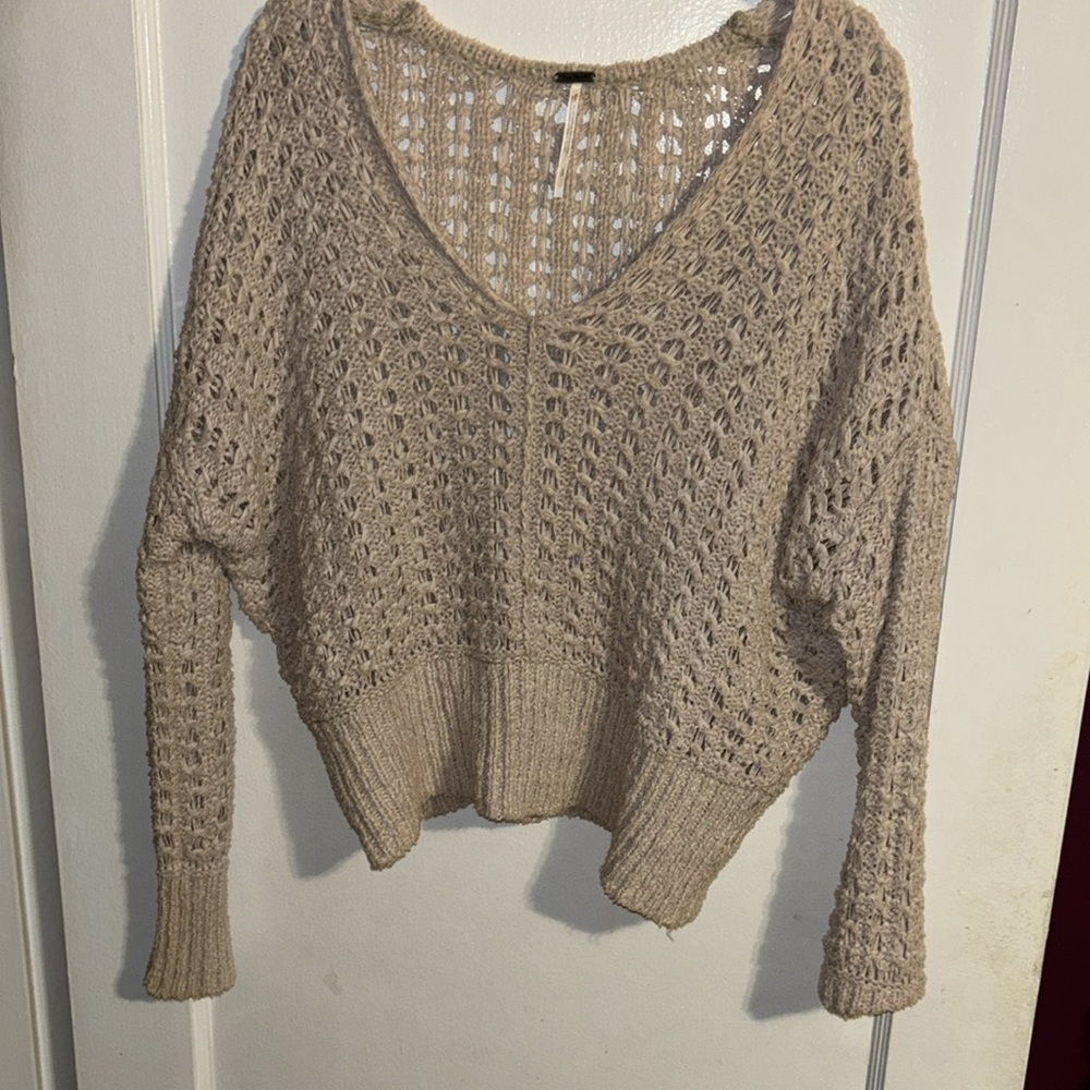 Free People crochet V-neck sweater